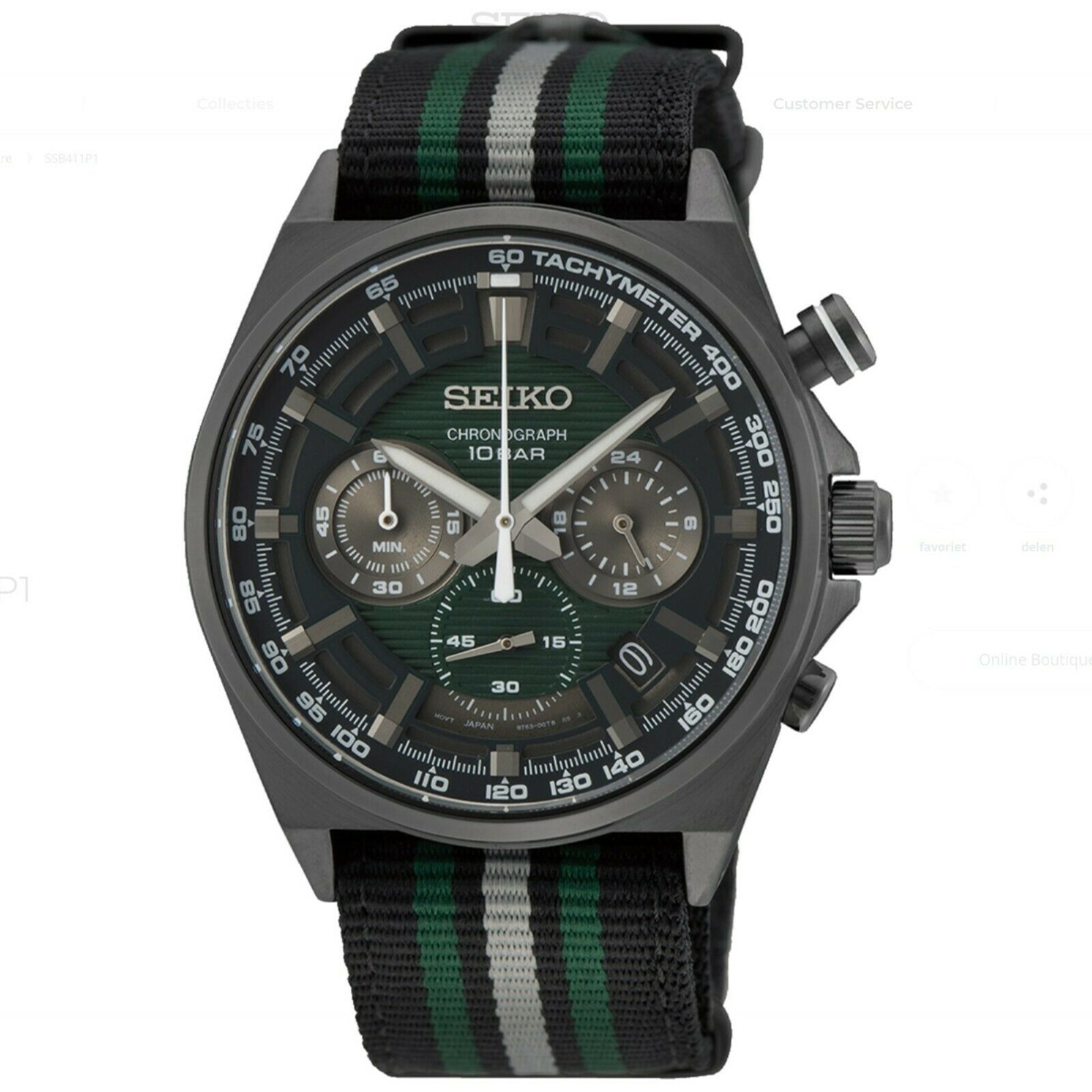 Seiko Seiko Chronograph Quartz Chronograph Green Dial Men's Watch SSB411