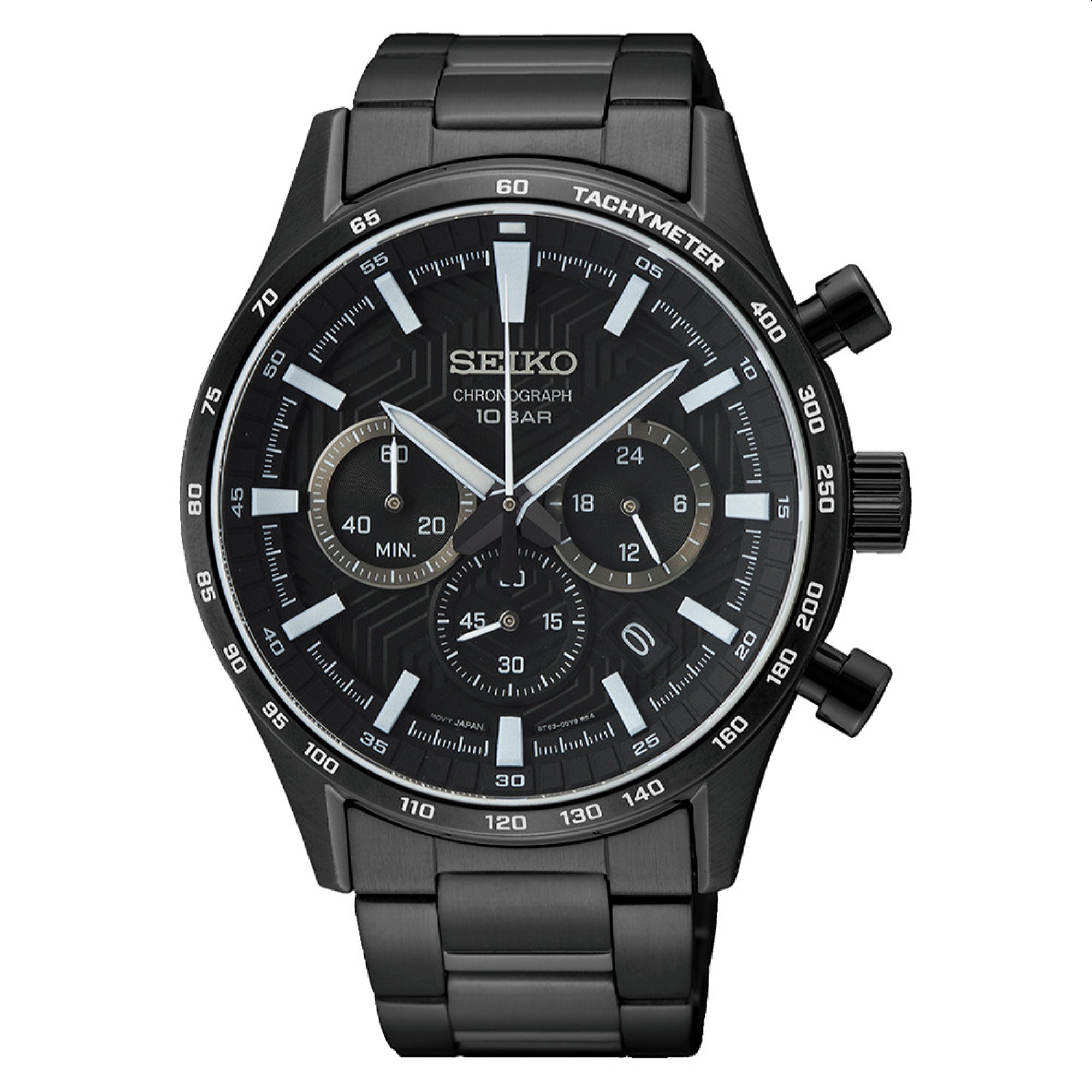 Seiko Essentials Quartz Chronograph Black Dial Men's Watch SSB415