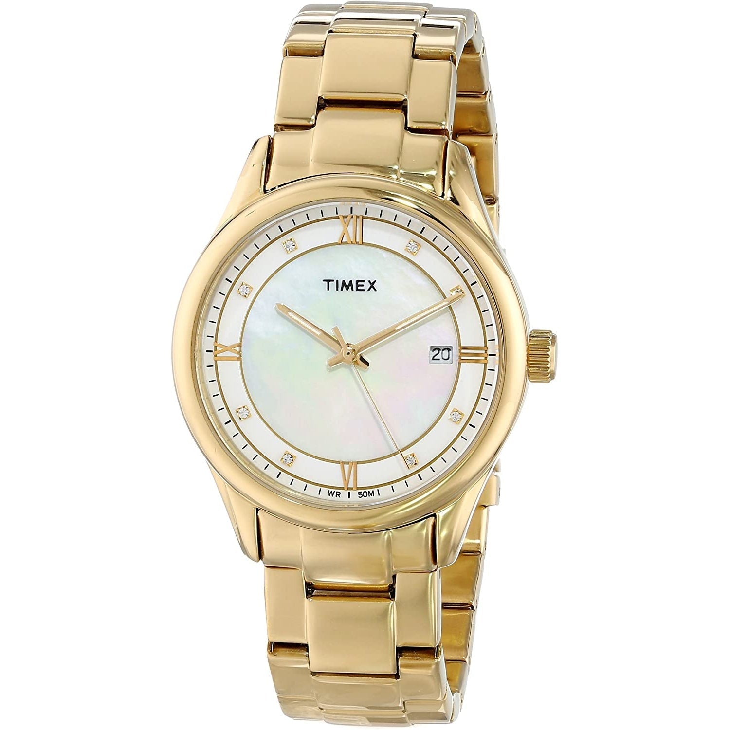 Timex Classic Quartz Crystal Mother of Pearl Dial Women's Watch T2P1489J