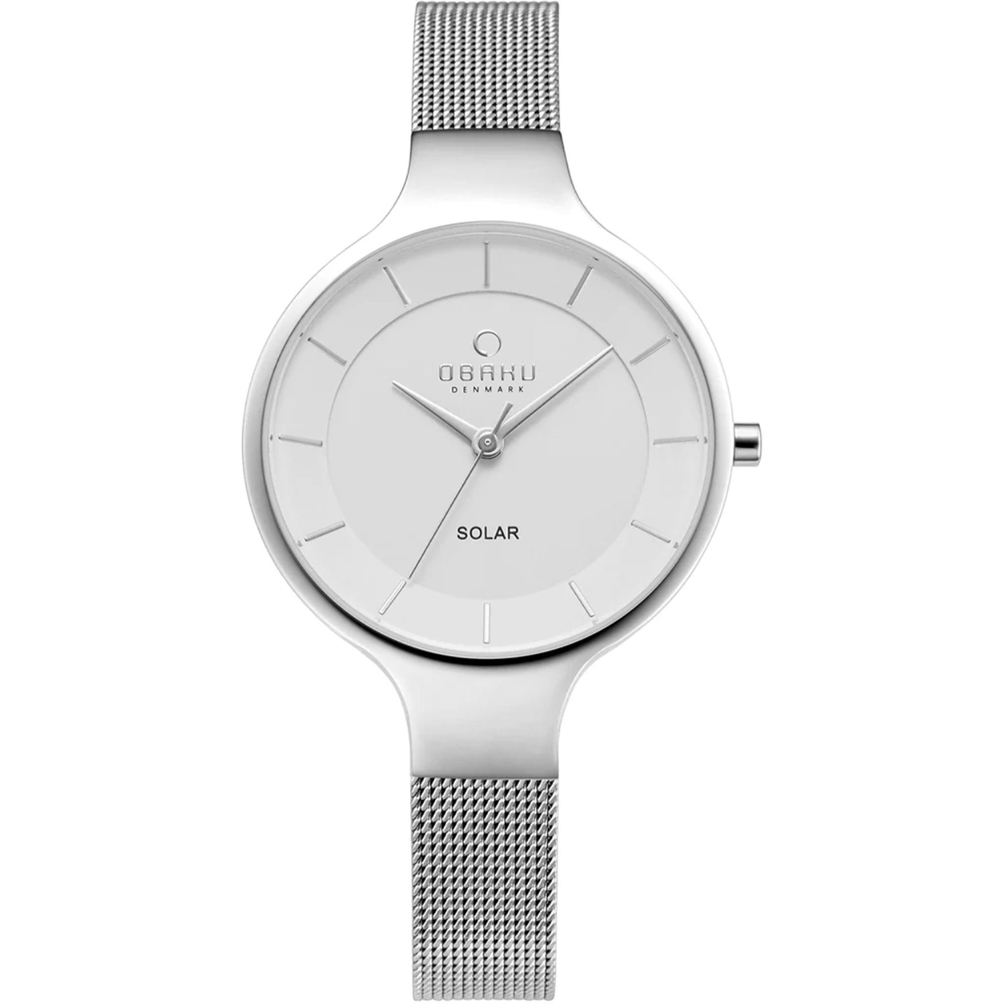 Obaku  Quartz Solar Silver Dial Women's Watch V221LRCWMC