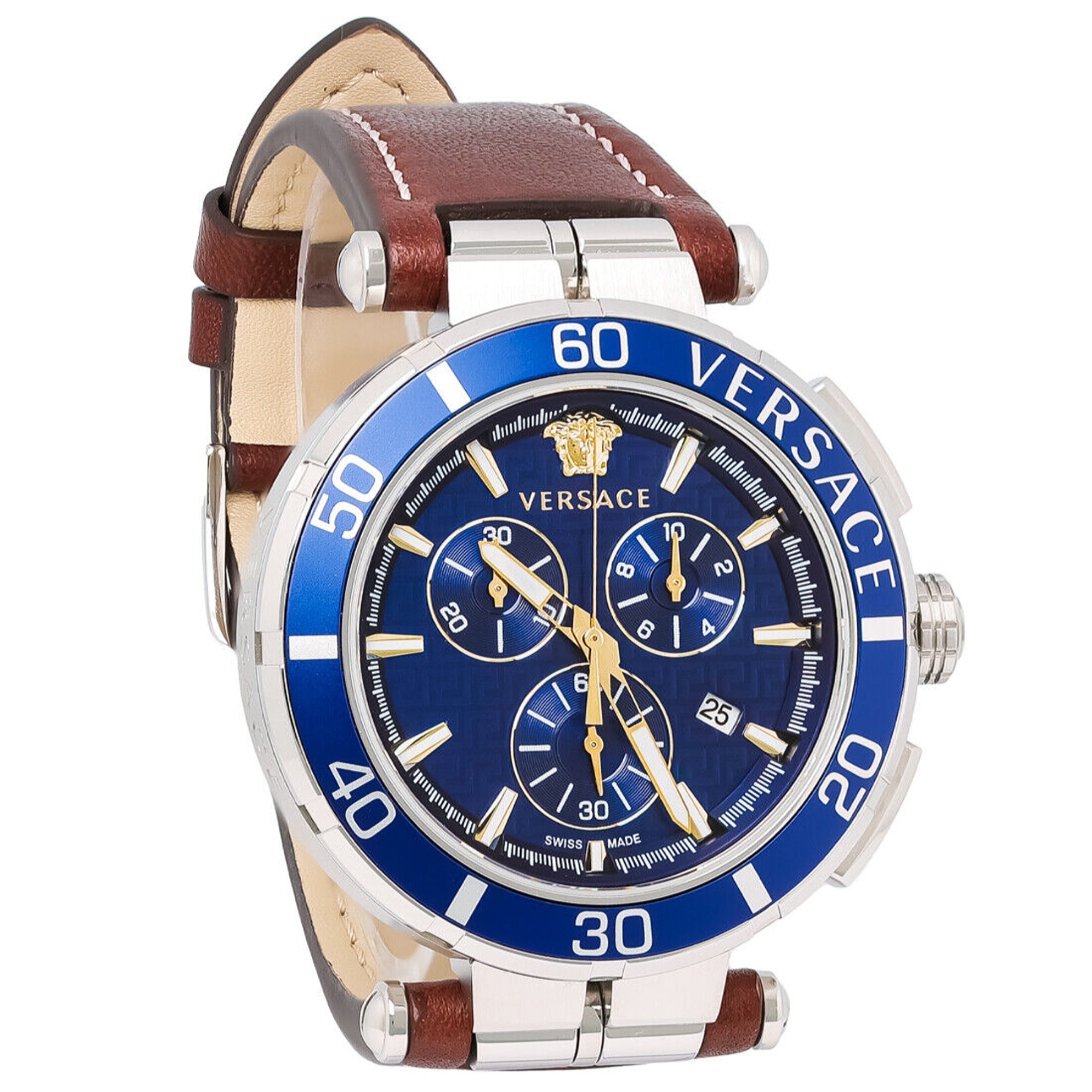 Versace Greca Quartz Chronograph Blue Dial Men's Watch VE3L00122