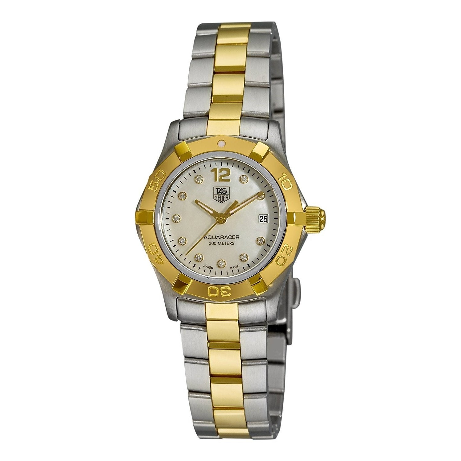 Tag Heuer Aquaracer Quartz 18kt yellow gold diamond Mother of pearl Dial Women's Watch WAF1425.BB0825