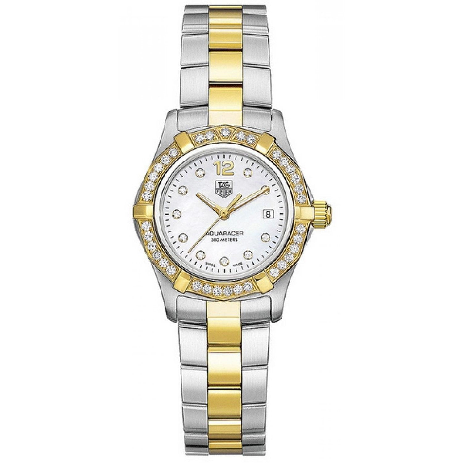 Tag Heuer Aquaracer Quartz 18kt yellow gold diamond Mother of pearl Dial Women's Watch WAF1450.BB0825