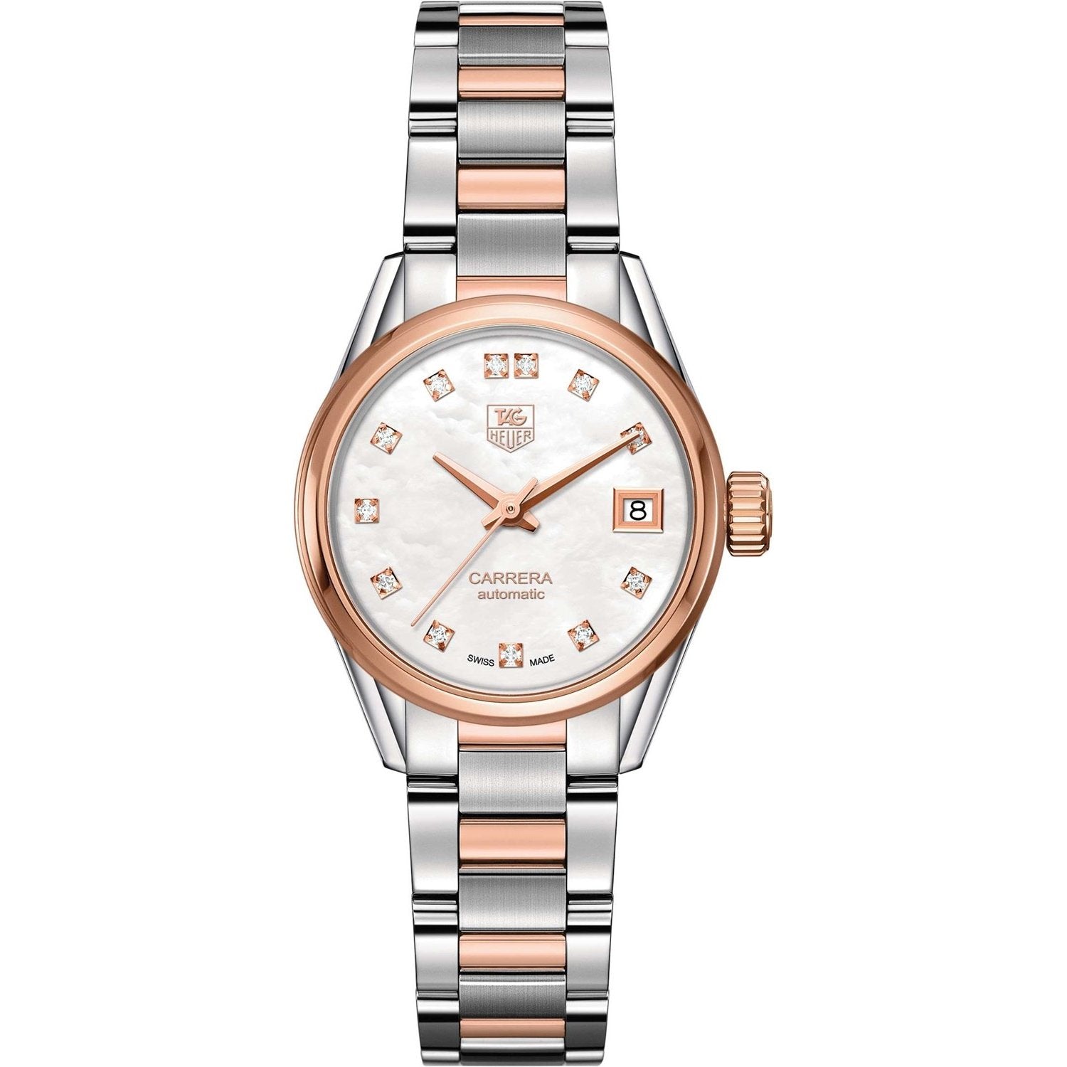 Tag Heuer Carrera Calibre 9 Automatic 18kt Rose Gold Automatic White Dial Women's Watch WAR2452.BD0777