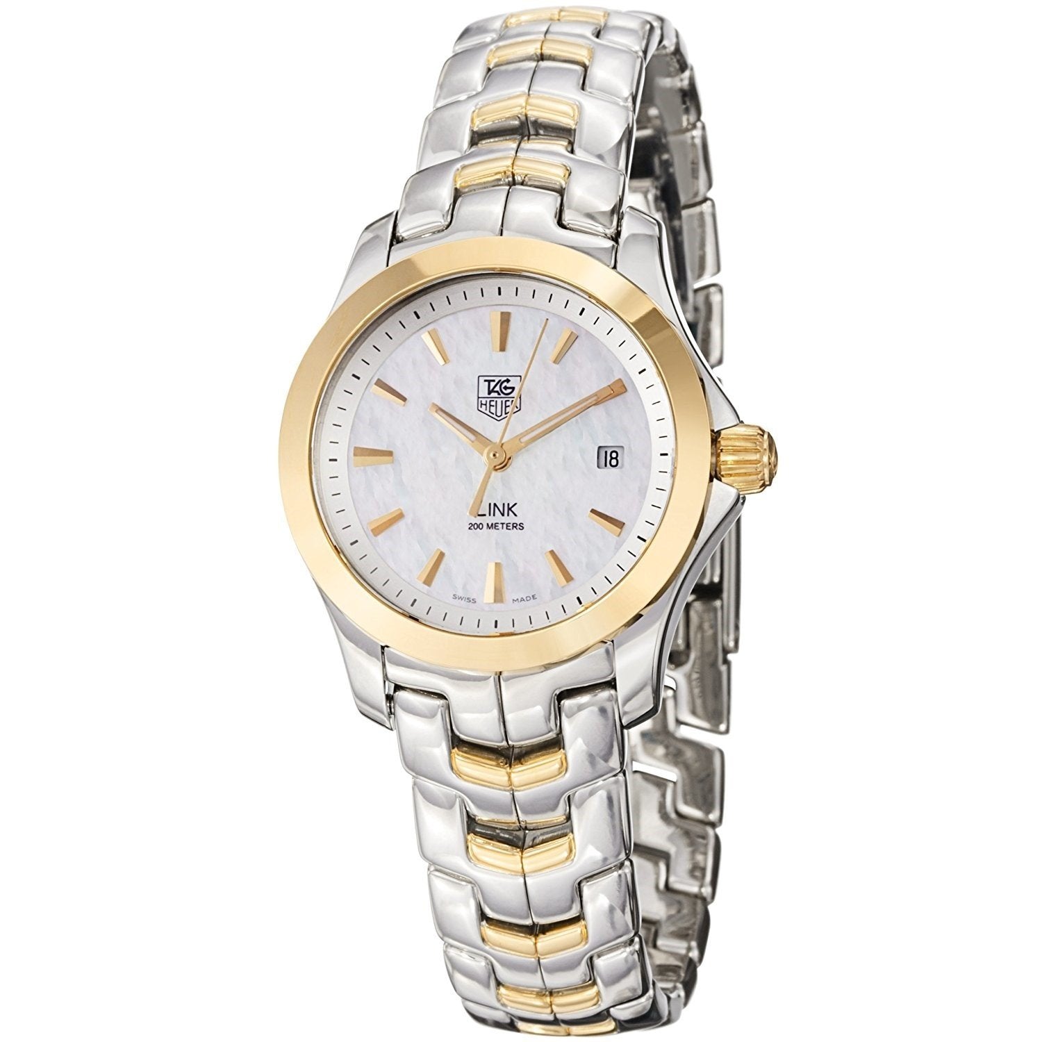 Tag Heuer Link Quartz 18kt Yellow Gold Mother of pearl Dial Women's Watch WJF1352.BB0581